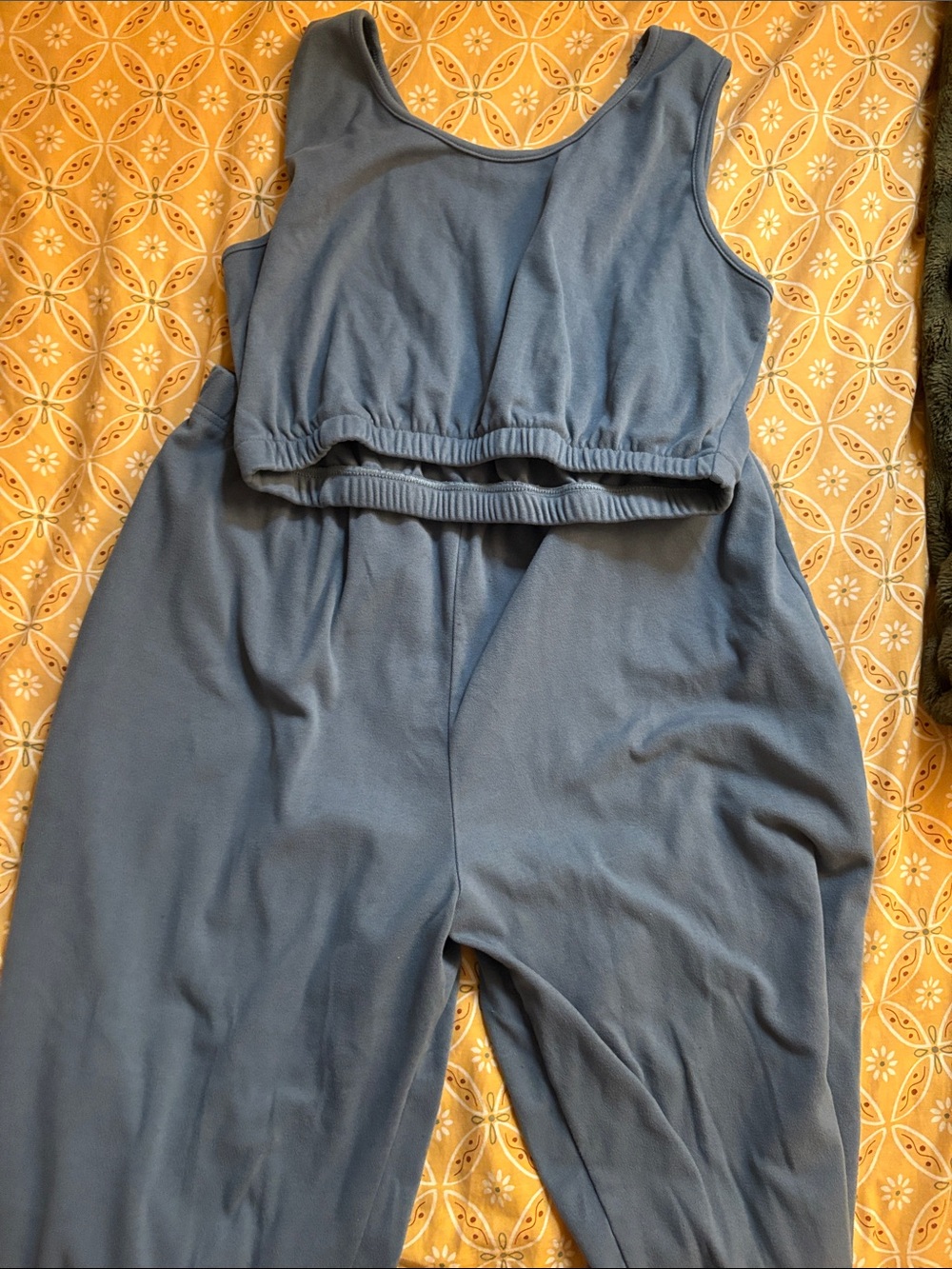 Sleeveless Blue Jumpsuit with Elastic Waist
